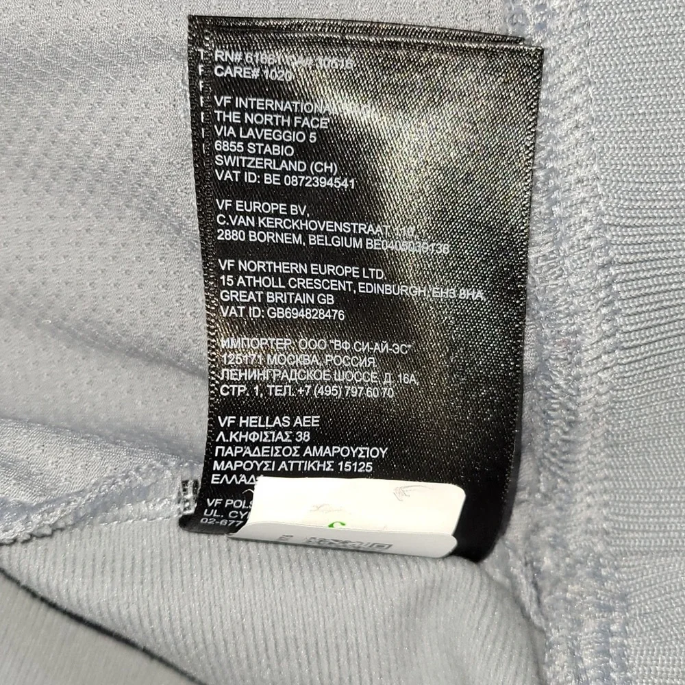 The North Face Mens Large Full Zip Track Jacket‎ Grey Navy Blue Mock Neck Active